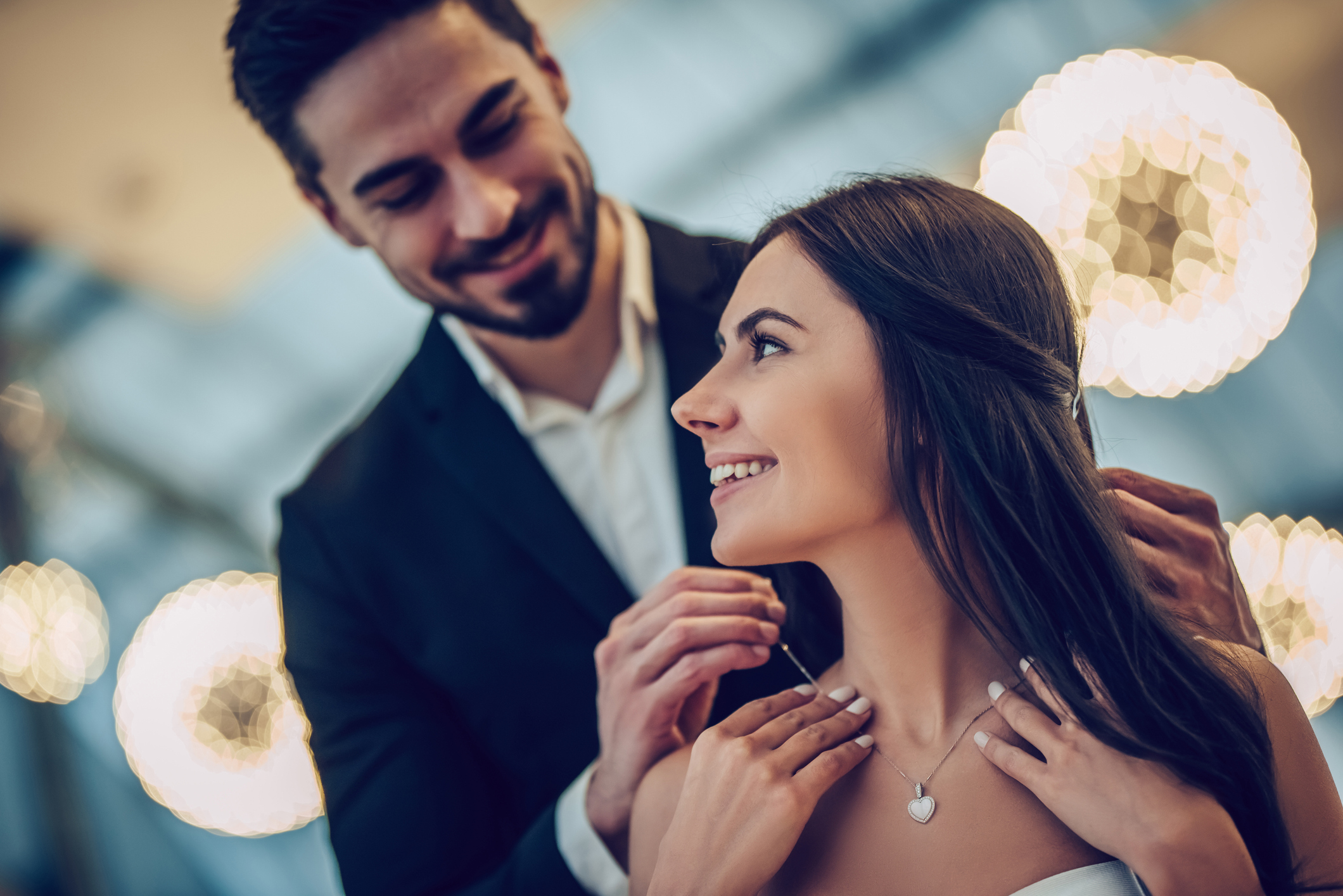 Romantic couple in restaurant